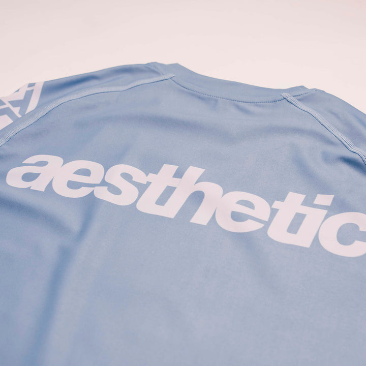 AESTHETIC Axis Short Sleeve Rashguard - Steel Grey back close up - Aesthetic Australia