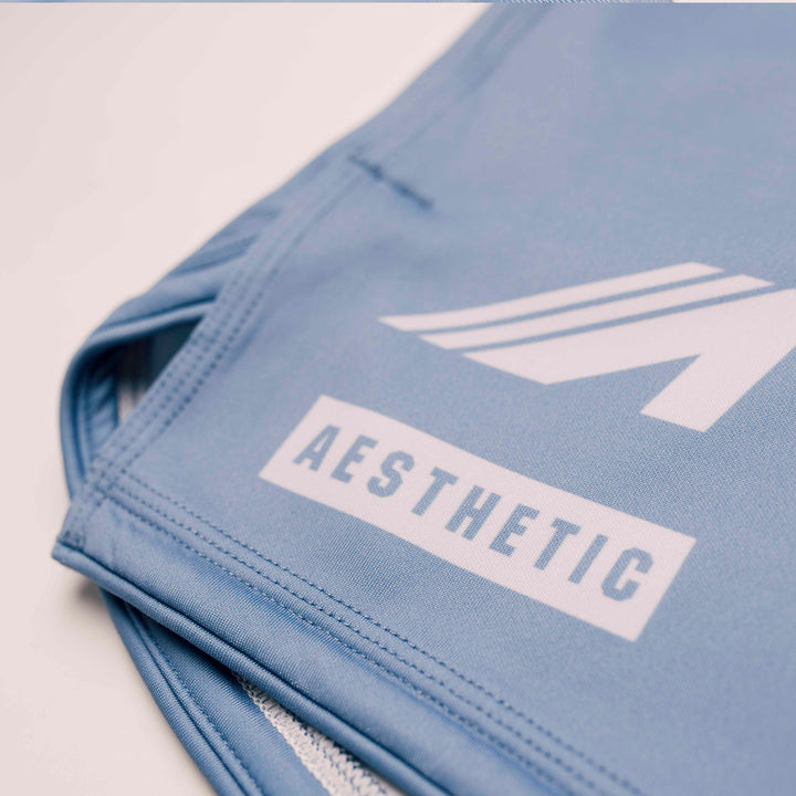 AESTHETIC Axis Combat Shorts - Steel Grey - side print details - Aesthetic Australia