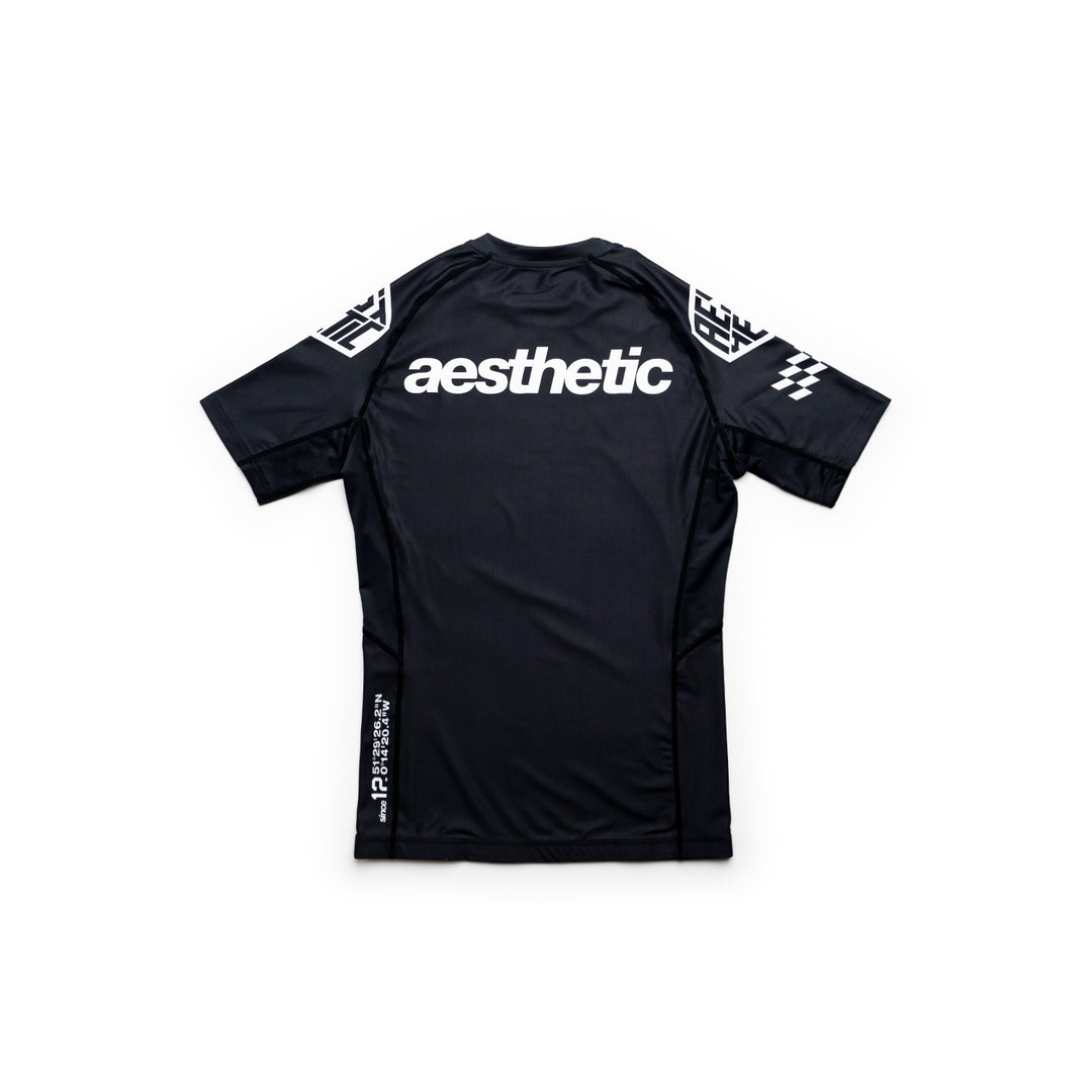 AESTHETIC Axis Short Sleeve Rashguard - Black back view - Aesthetic Australia