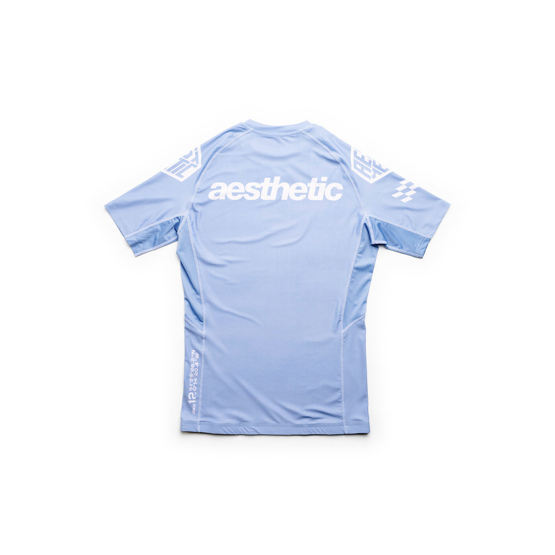 AESTHETIC Axis Short Sleeve Rashguard - Steel Grey back view - Aesthetic Australia
