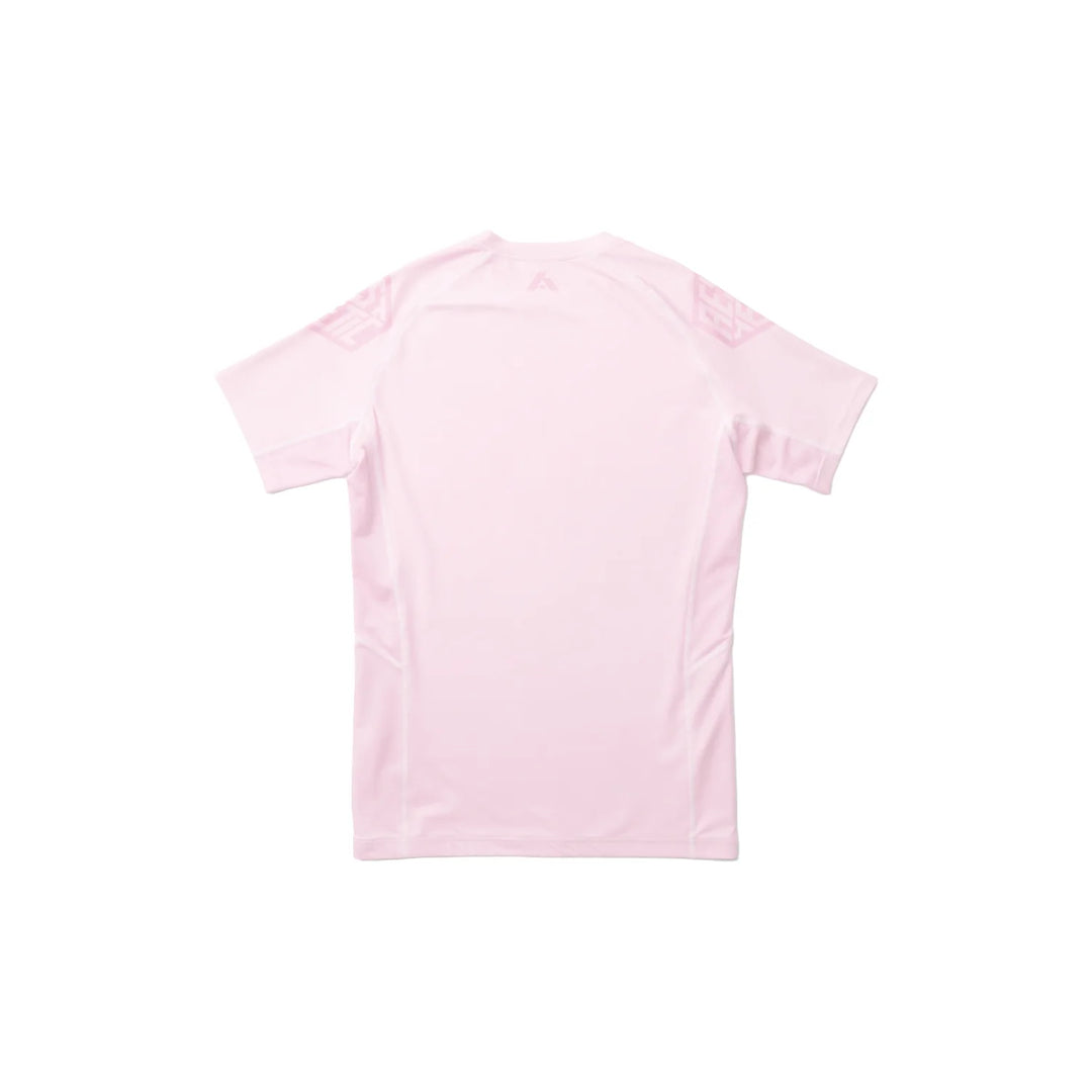 AESTHETIC Youth Pastel Pink Short Sleeve BJJ Rashguard - back view - Aesthetic Australia