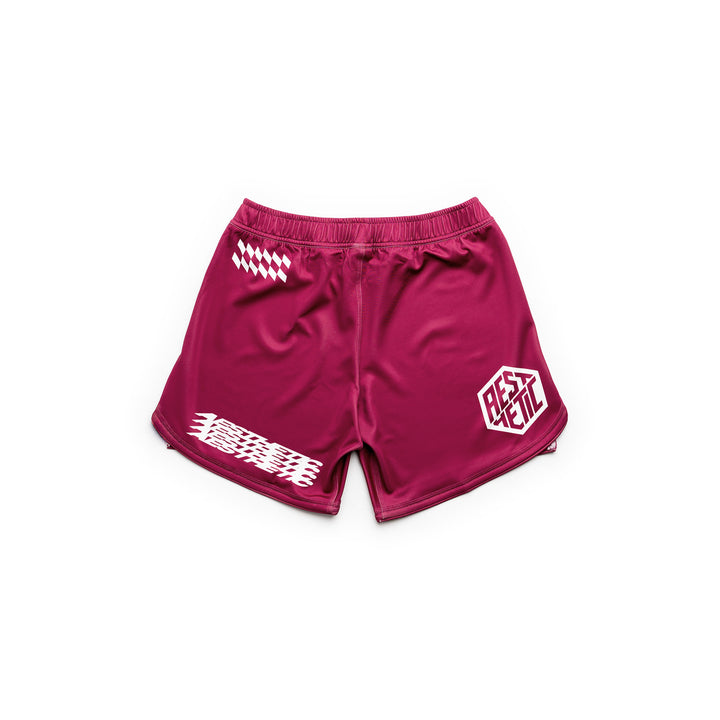 AESTHETIC Axis Combat Shorts - Ruby Red - back details - Aesthetic Australia