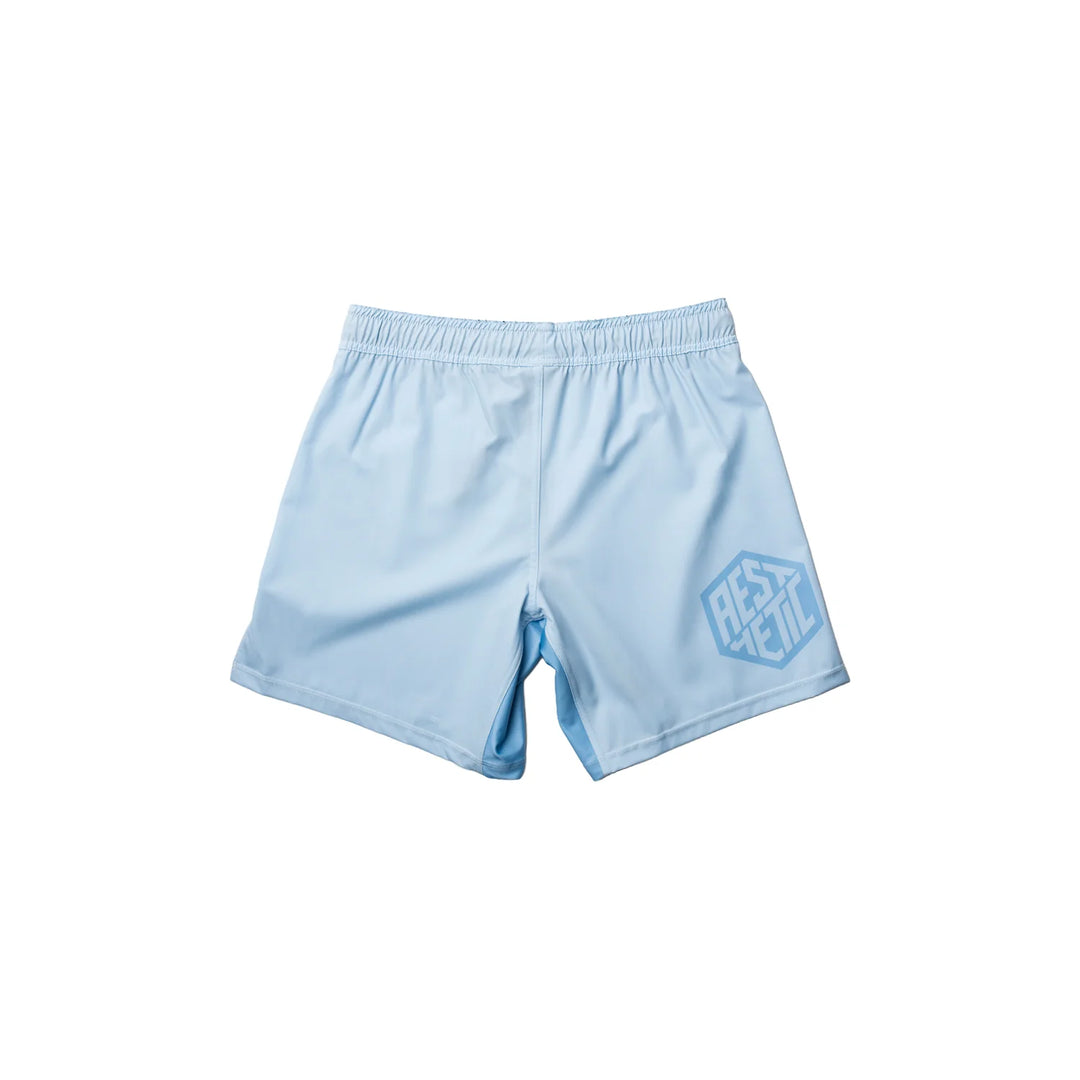 AESTHETIC Youth Pastel Blue Grappling Shorts – back view - Aesthetic Australia