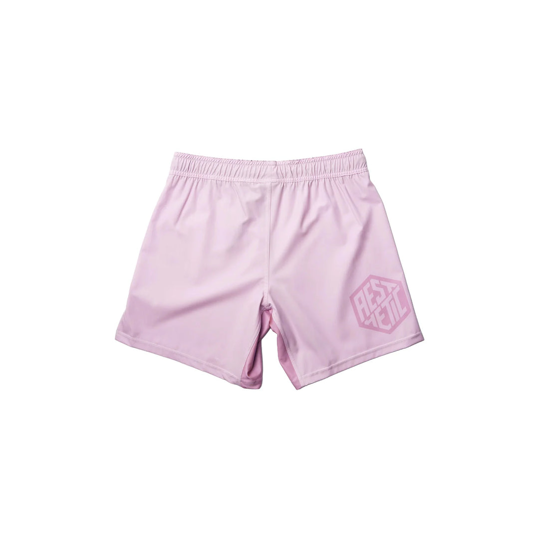 AESTHETIC Youth Pastel Pink Grappling Shorts – back view - Aesthetic Australia