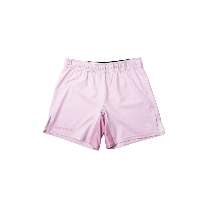 AESTHETIC Youth Pastel Pink Grappling Shorts – front view - Aesthetic Australia